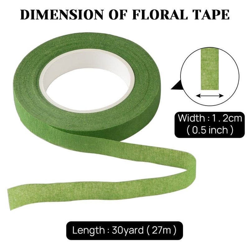 KAKULO Floral Tape 1/2inch Flower Tape for Wreath Floral Arranging Stem Wrap Wedding Bouquet Craft (Green) - Image 2